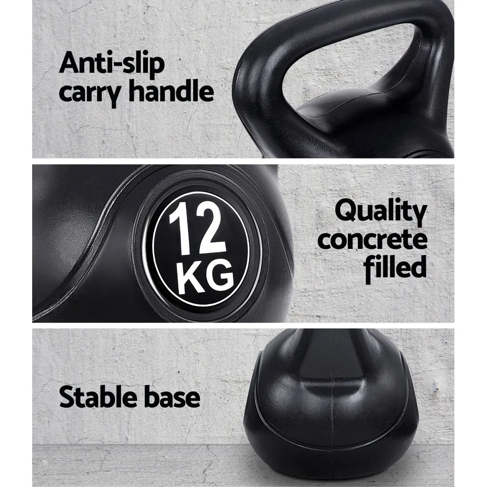 12kg Anti-Slip Kettlebell Set for Full Body Workout - Everfit
