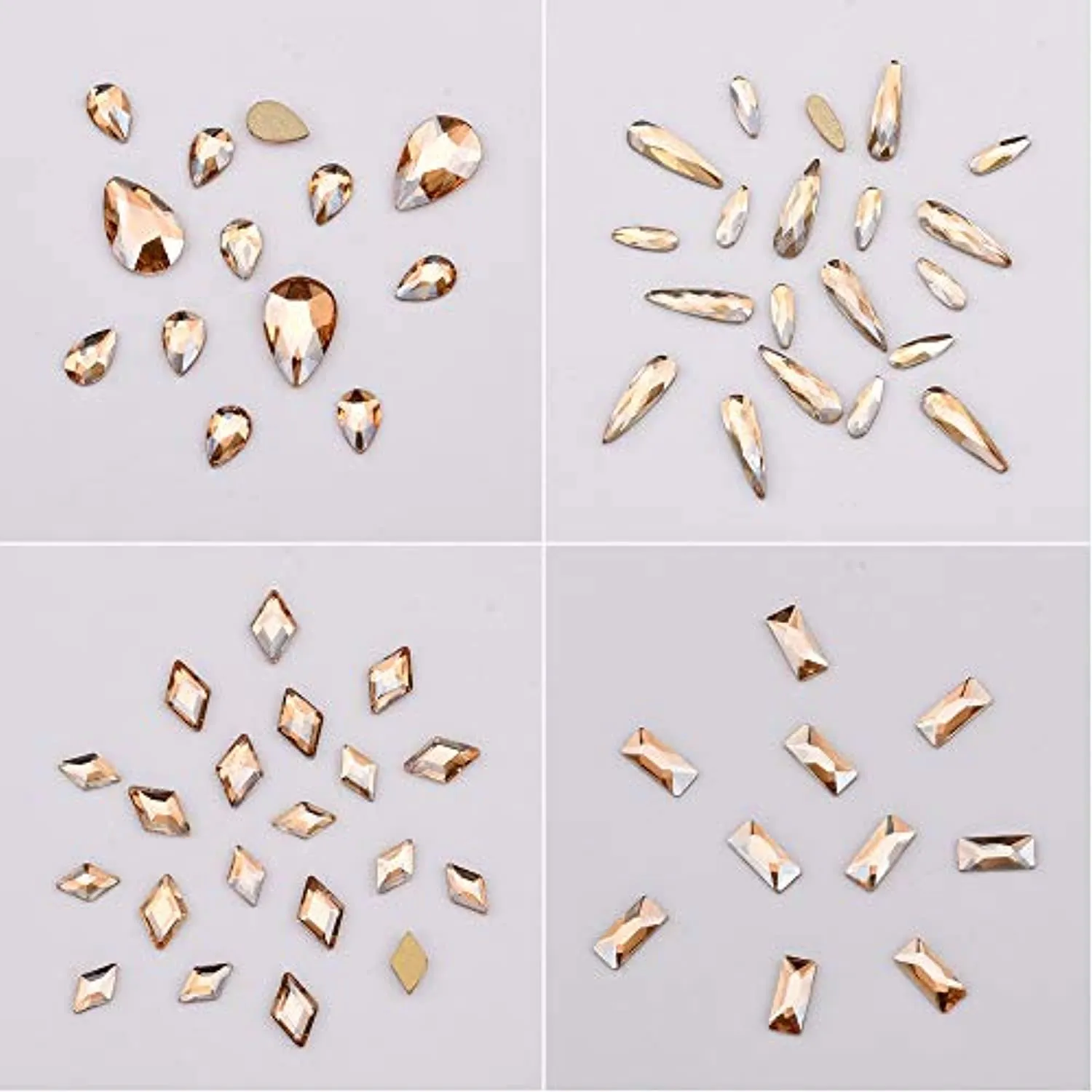 153pcs 3D Nail Diamonds Crystal Golden Shadow Flat Back Gem Stones For Nail Art Decoration   960pcs Mix Loose Round Rhinestones Set Supply