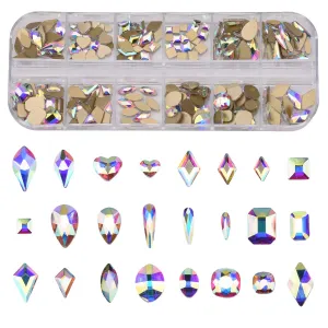 153pcs 3D Nail Diamonds Crystal Golden Shadow Flat Back Gem Stones For Nail Art Decoration   960pcs Mix Loose Round Rhinestones Set Supply