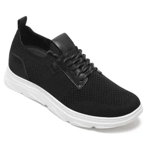 6 CM / 2.36 Inches CMR CHAMARIPA Black Breathable Knit Elevator Sneakers for Men