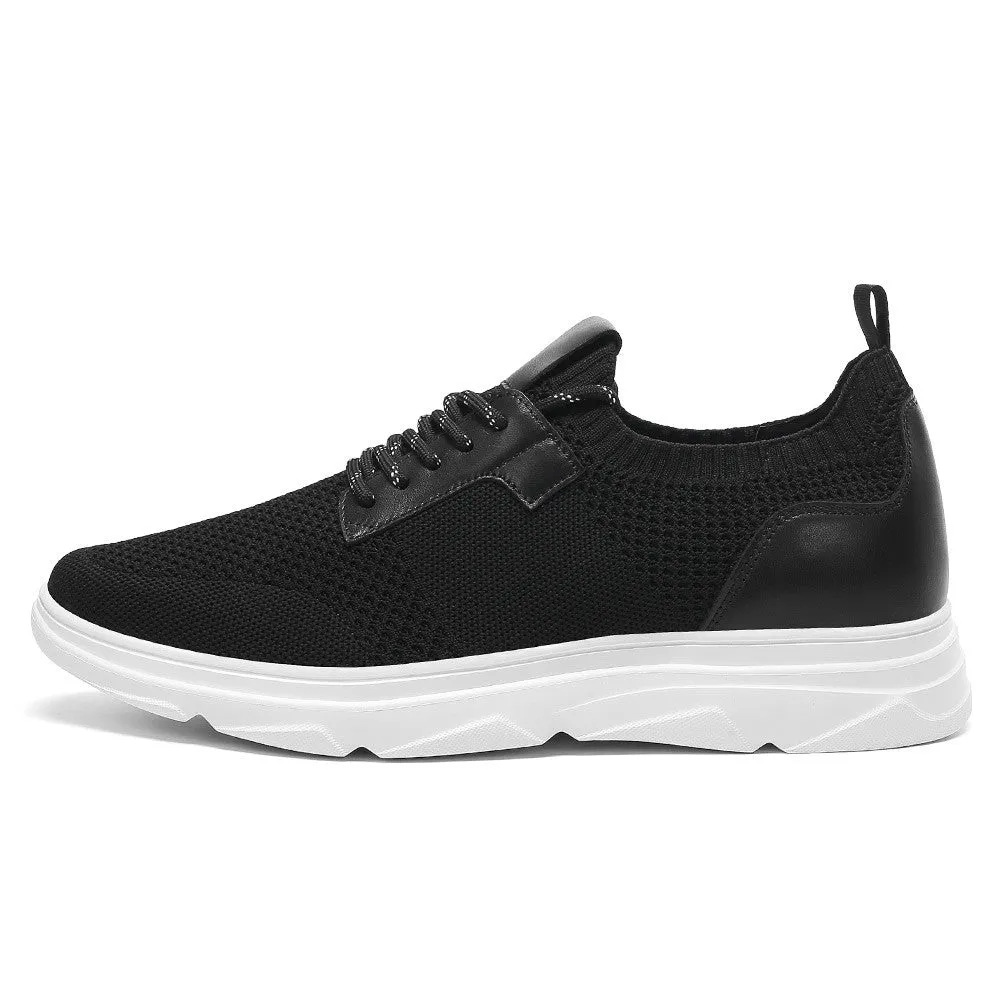 6 CM / 2.36 Inches CMR CHAMARIPA Black Breathable Knit Elevator Sneakers for Men