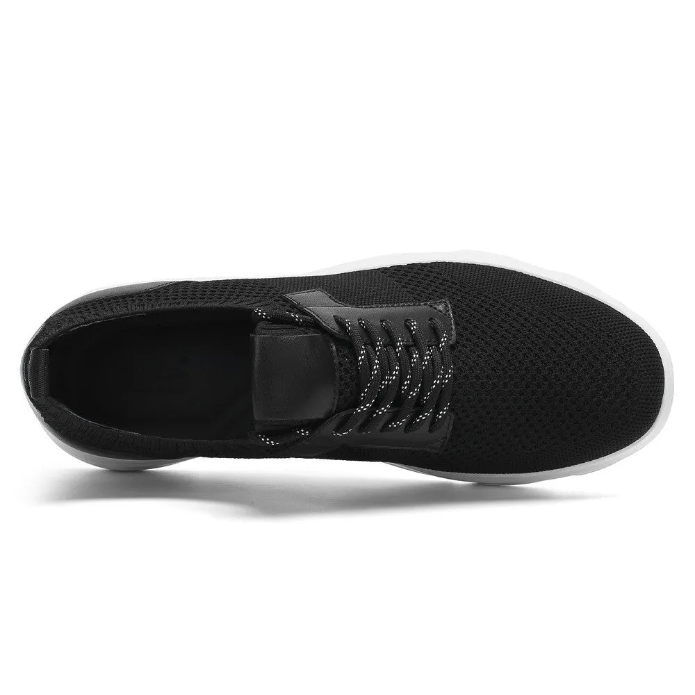6 CM / 2.36 Inches CMR CHAMARIPA Black Breathable Knit Elevator Sneakers for Men