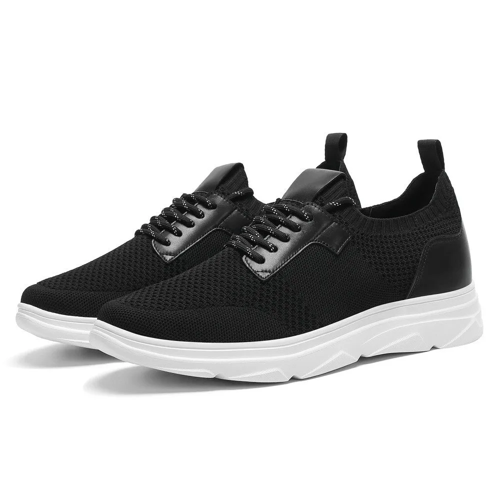 6 CM / 2.36 Inches CMR CHAMARIPA Black Breathable Knit Elevator Sneakers for Men