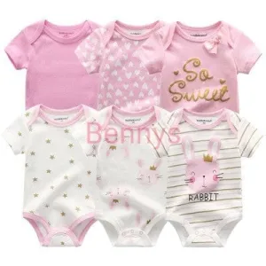 6PCS Bennys Newborn Baby Boys & Girls Bunny Summer Clothes
