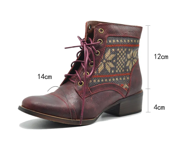 ARTMU LEATHER LACE UP BOOTS IN PRINT