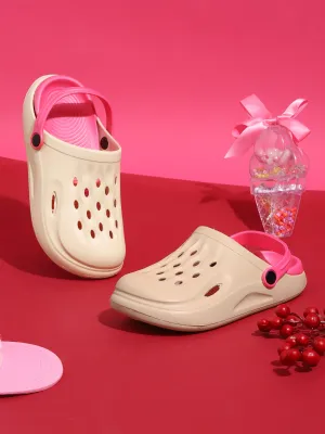 Beige Pink Stylish Slip-On Clogs For Kids-Unisex (TC-LCLOG3-BEIGPNK)