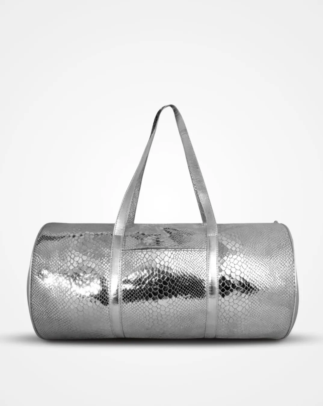 Bella- Silver Snake Print Leather Magpie Tripper with Toiletry Kit - Overnight Drum Bag