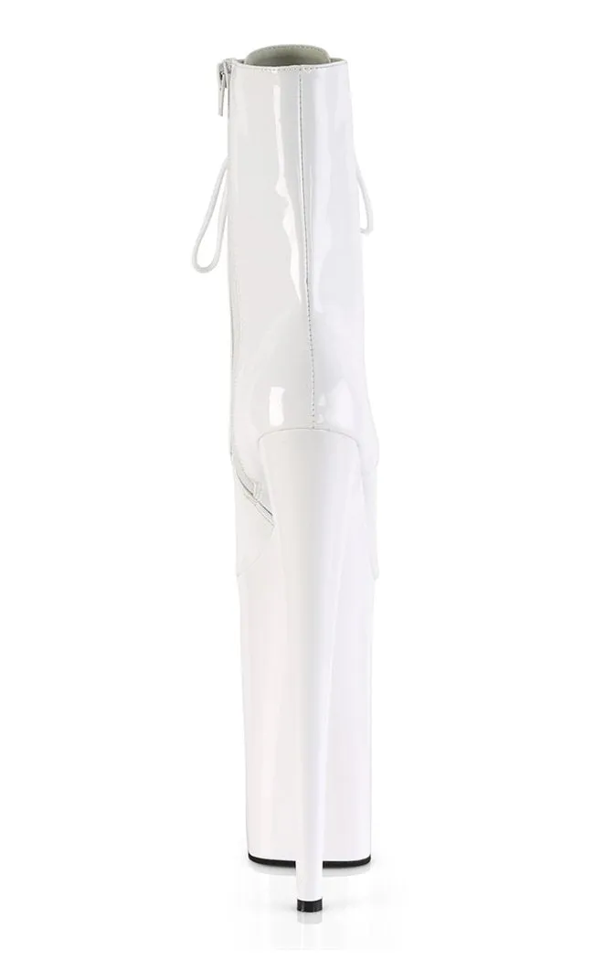BEYOND-1020 White Patent Ankle Boots