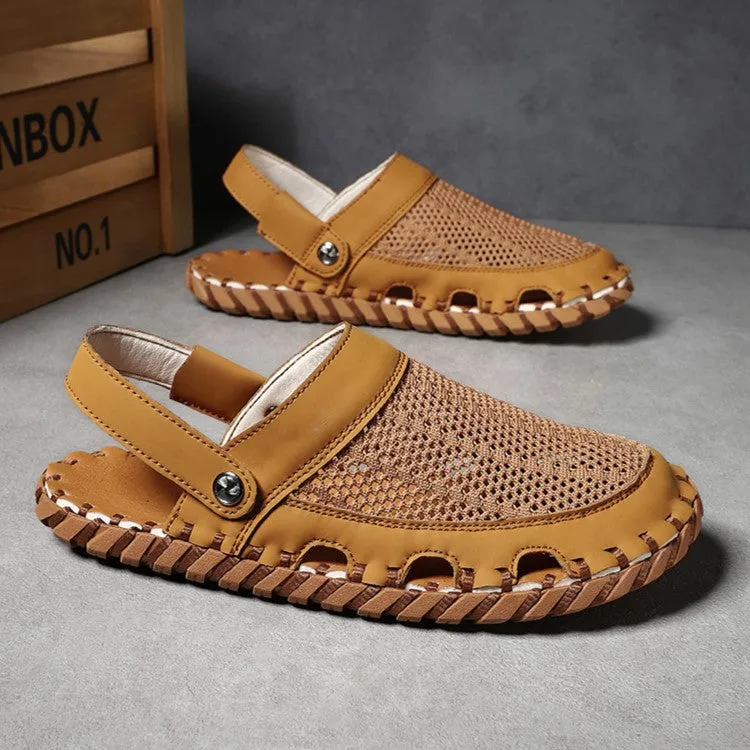 Bootara Men's 2025 Summer Genuine Leather Outdoor Beach Sandals