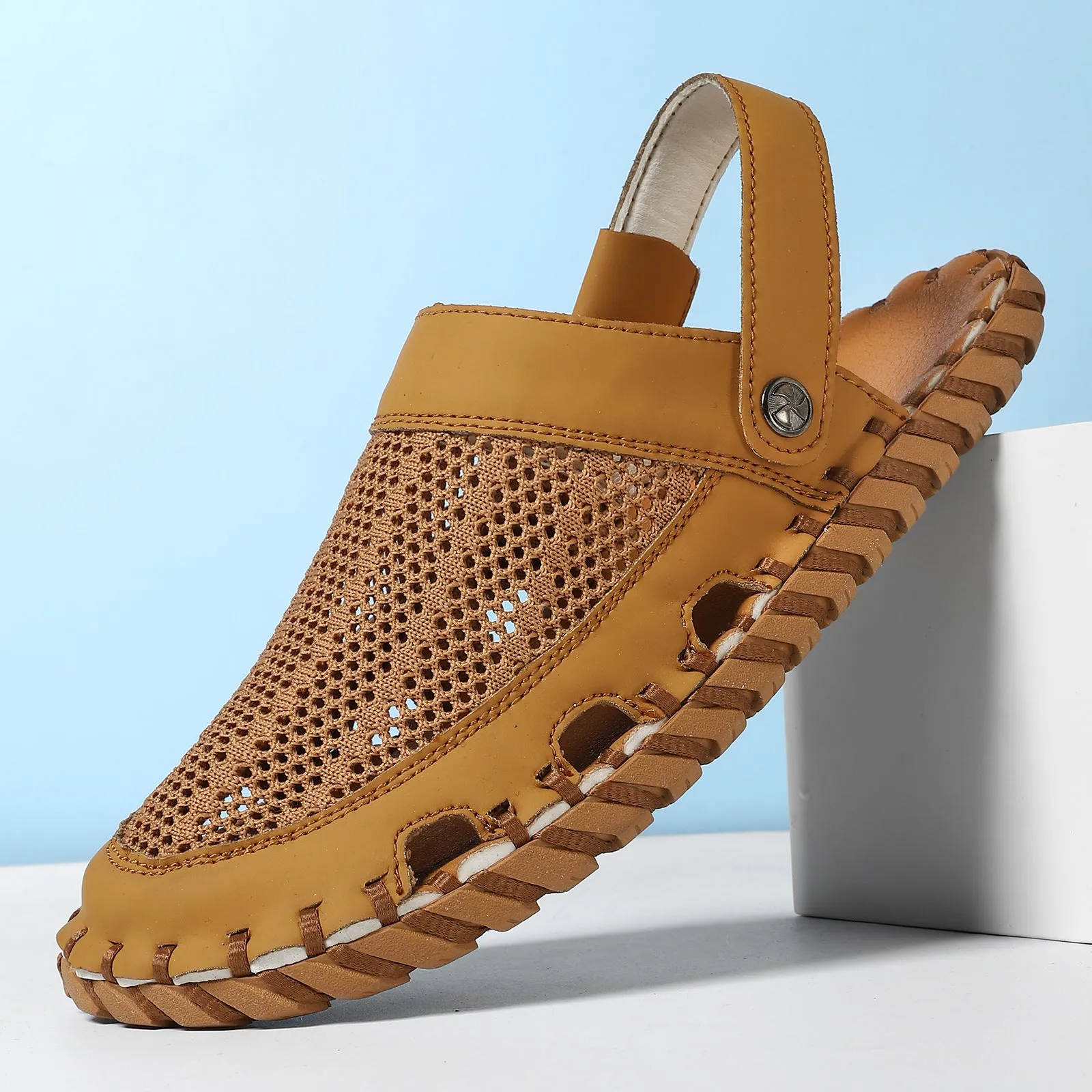 Bootara Men's 2025 Summer Genuine Leather Outdoor Beach Sandals