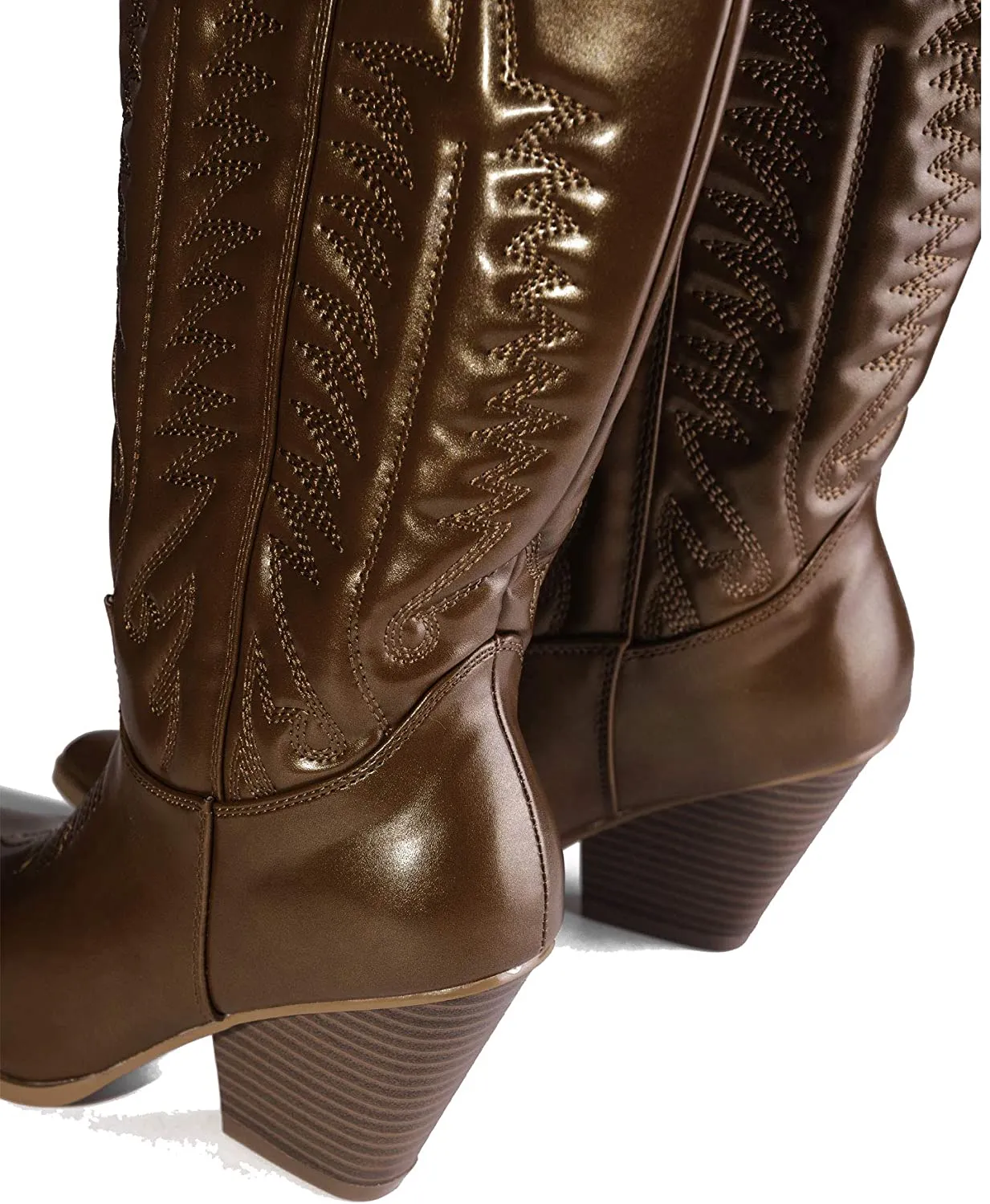 Cape Robbin SOUTHERN BELLE Cowgirl Mid Calf Pointy Toe Boots BROWN (7.5, BROWN)