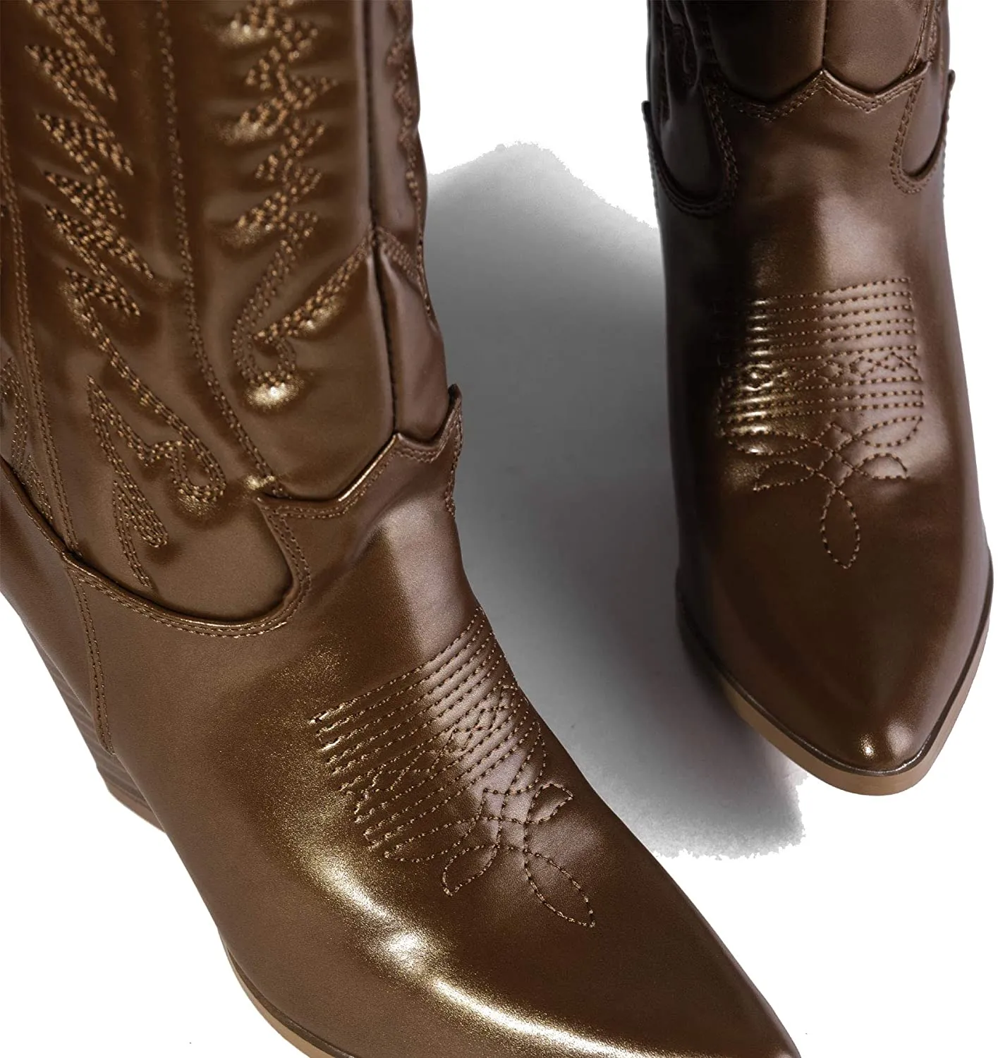 Cape Robbin SOUTHERN BELLE Cowgirl Mid Calf Pointy Toe Boots BROWN (7.5, BROWN)