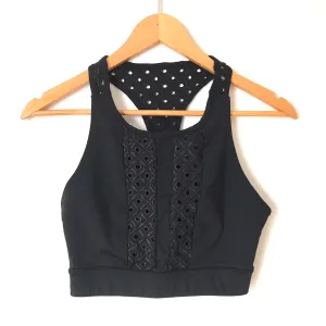 Carbon38 High Neck Black Eyelet Sports Bra- Size S