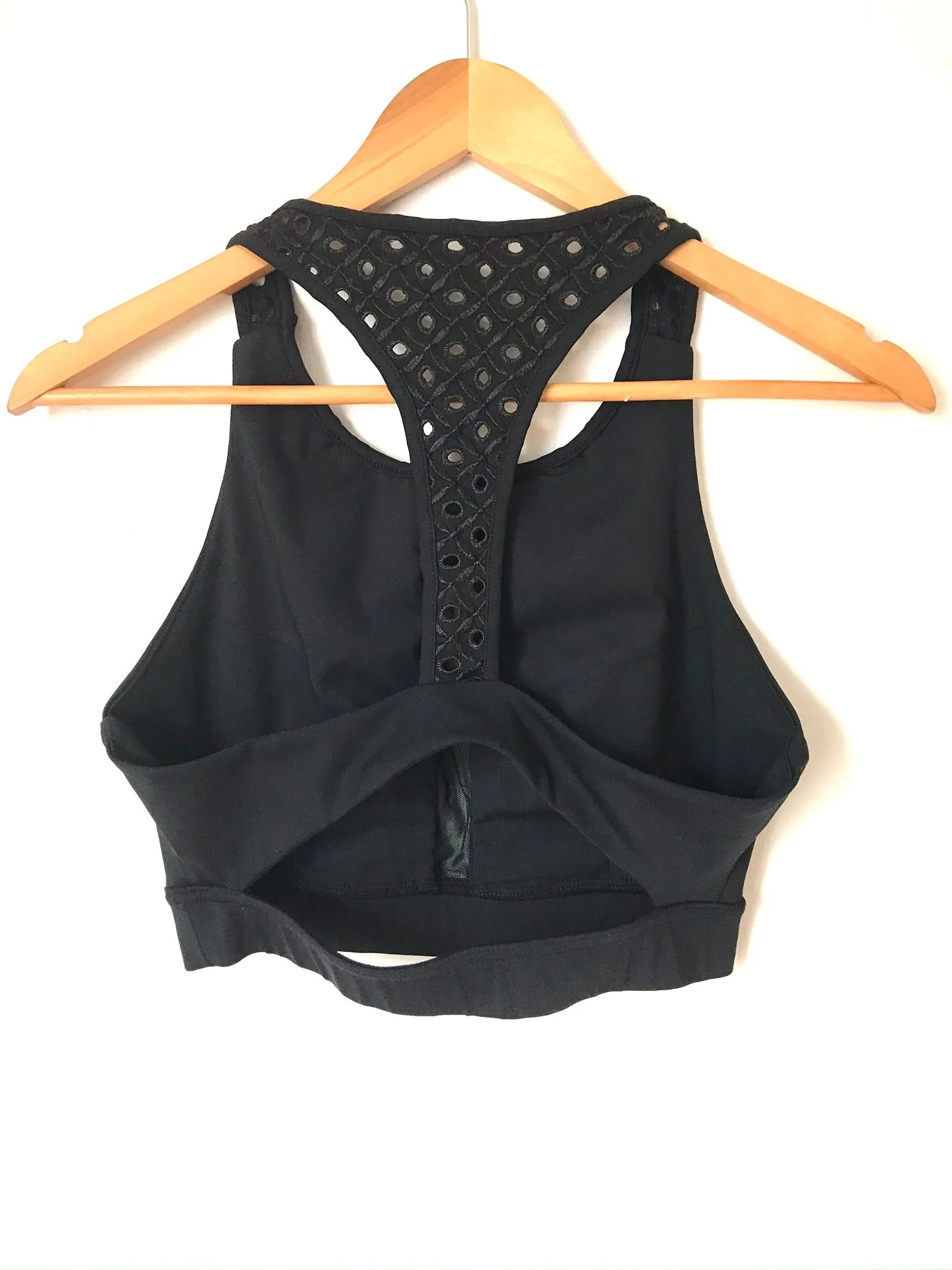Carbon38 High Neck Black Eyelet Sports Bra- Size S