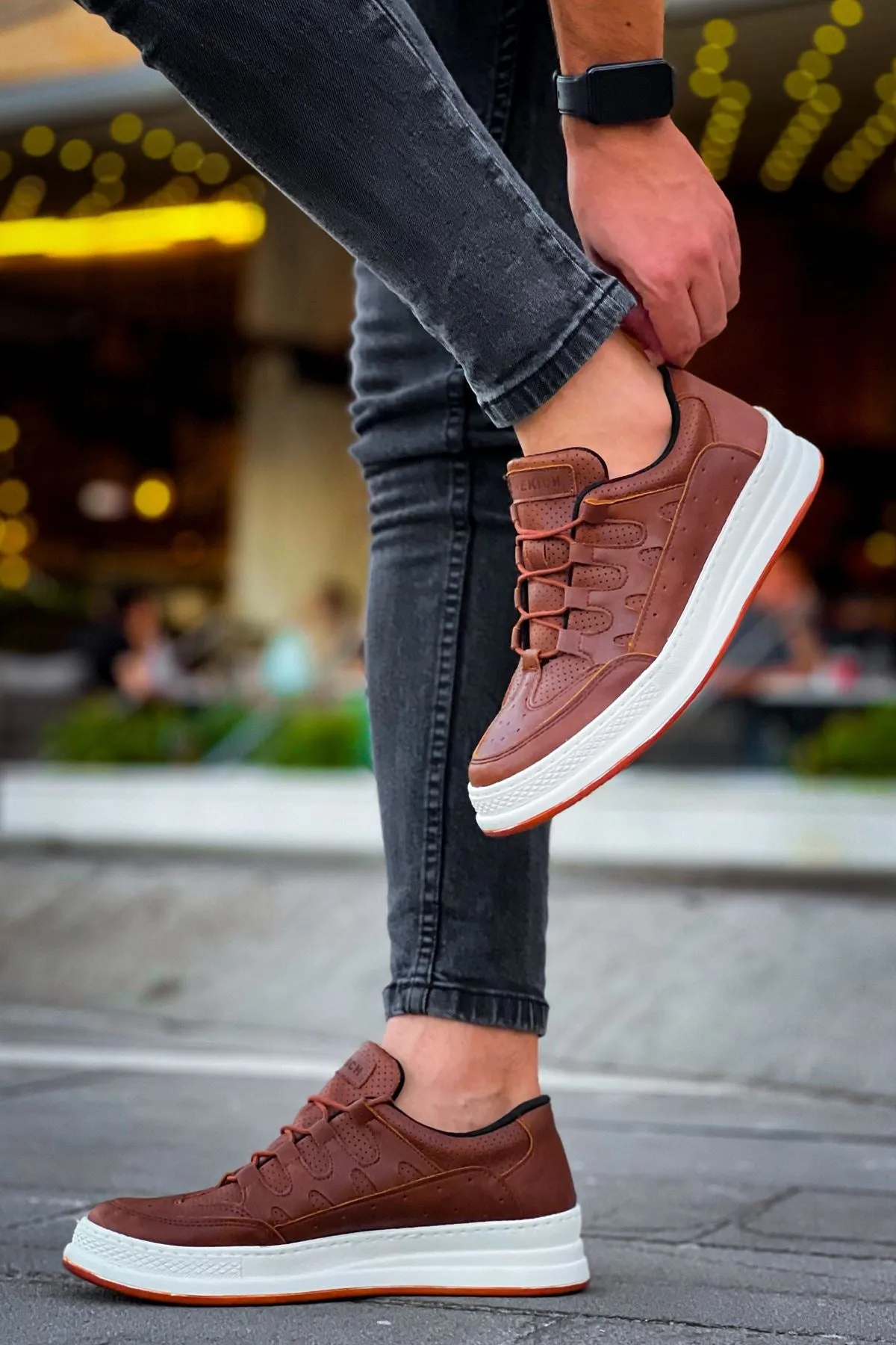 CH040 Men's Unisex Orthopedics Brown-White Sole Casual Sneaker Sports Shoes