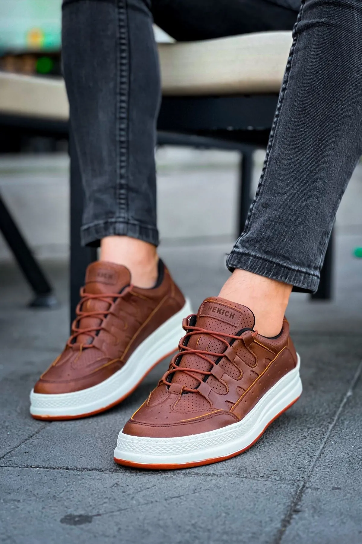 CH040 Men's Unisex Orthopedics Brown-White Sole Casual Sneaker Sports Shoes