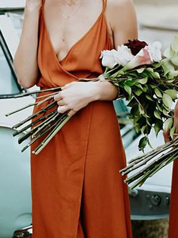 Charming Spaghetti Straps A-line Bridesmaid Dresses With Slit BD083