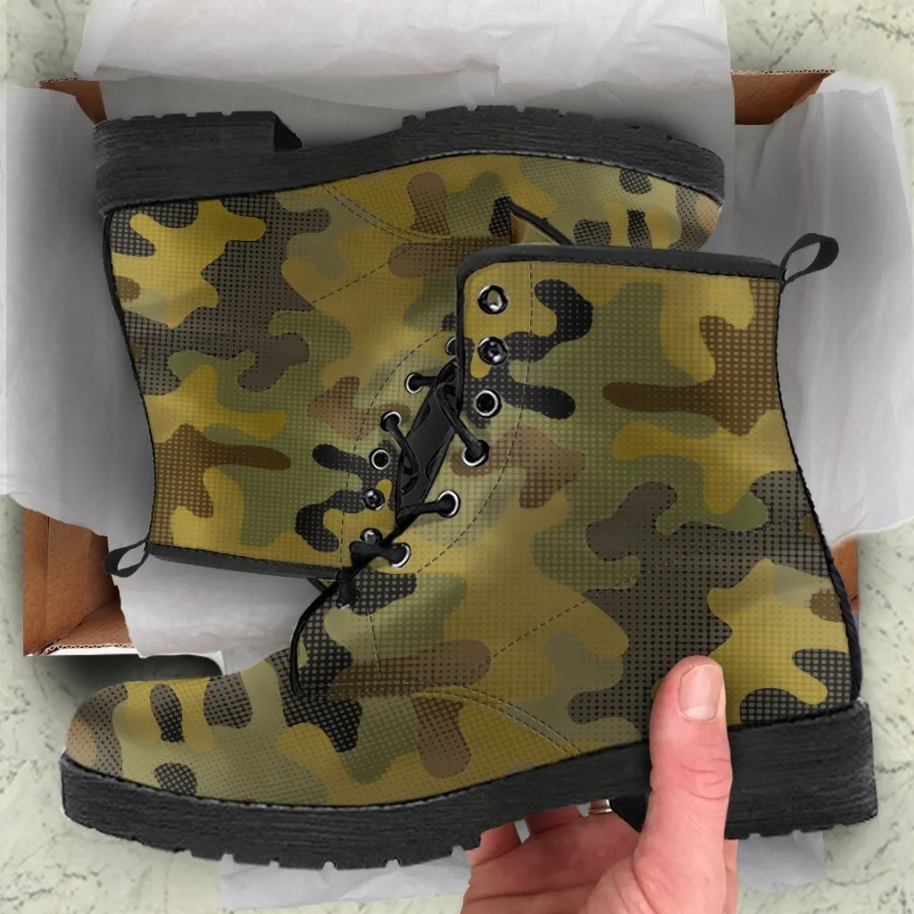 Combat Boots - Special Camouflage |  Boho Shoes, Handmade Lace Up Boots, Vegan Leather Lace Up Boots Women, 90s Boots, 2000s Boots, Hipster Boots