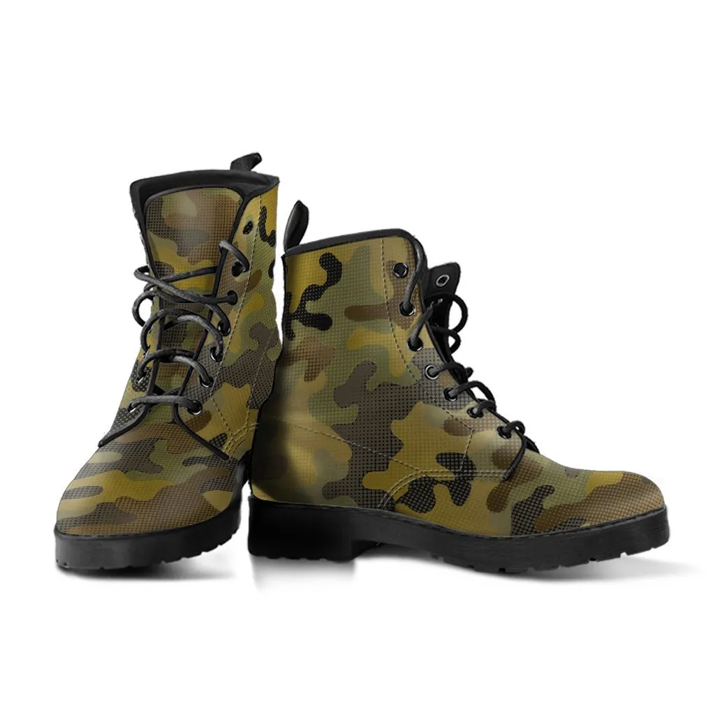 Combat Boots - Special Camouflage |  Boho Shoes, Handmade Lace Up Boots, Vegan Leather Lace Up Boots Women, 90s Boots, 2000s Boots, Hipster Boots