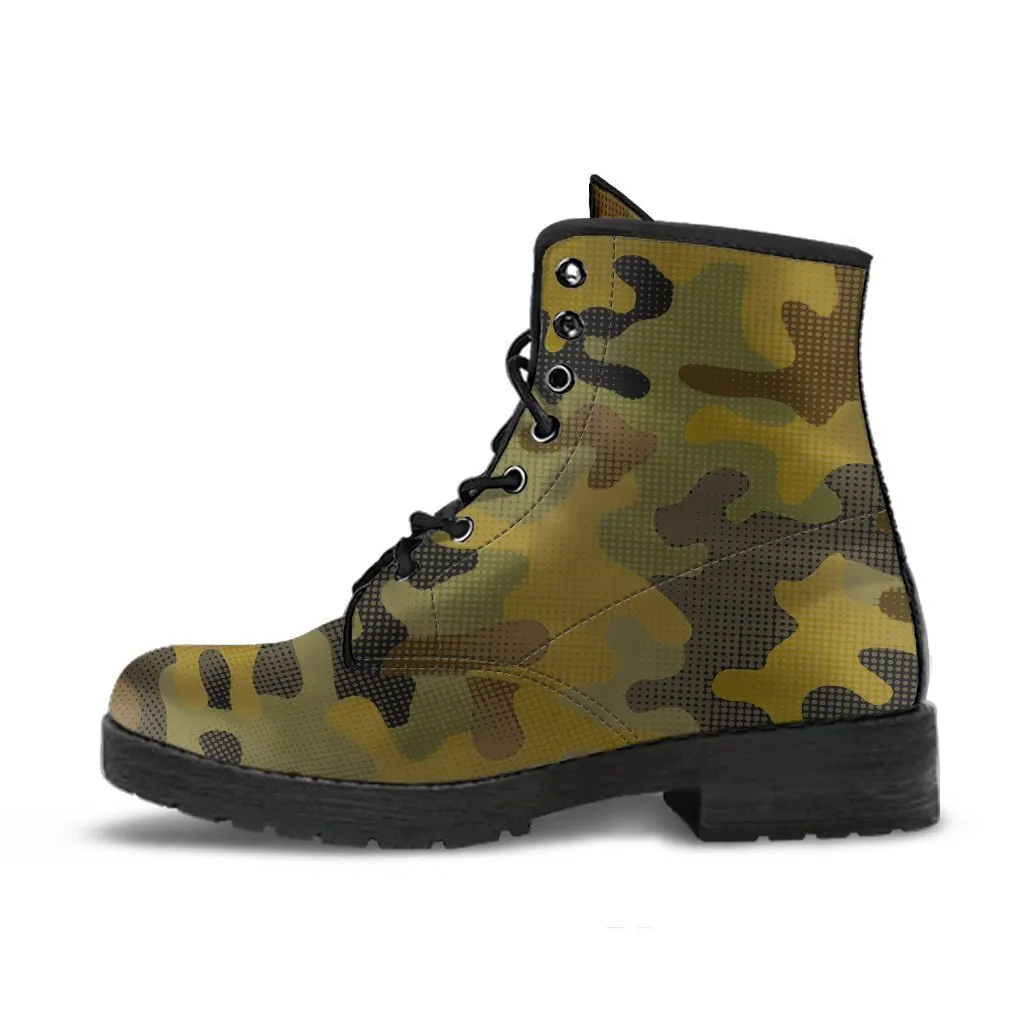 Combat Boots - Special Camouflage |  Boho Shoes, Handmade Lace Up Boots, Vegan Leather Lace Up Boots Women, 90s Boots, 2000s Boots, Hipster Boots