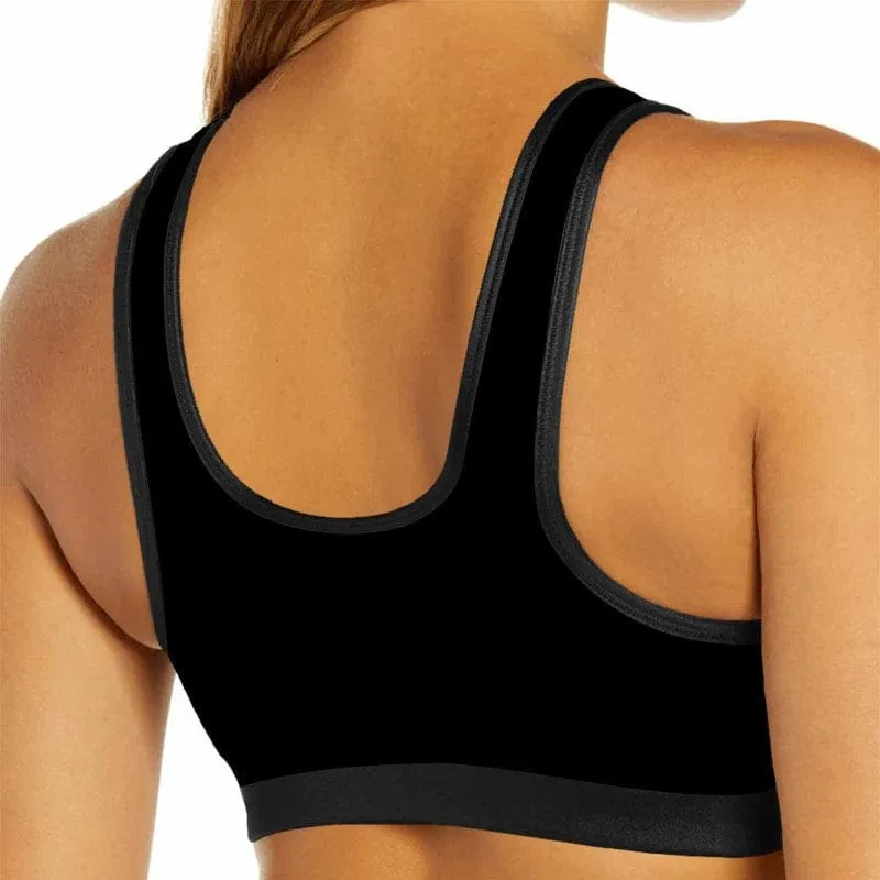 Custom Face Pull Away Black Background Sports Bra Personalized Women's All Over Print Yoga Sports Bra