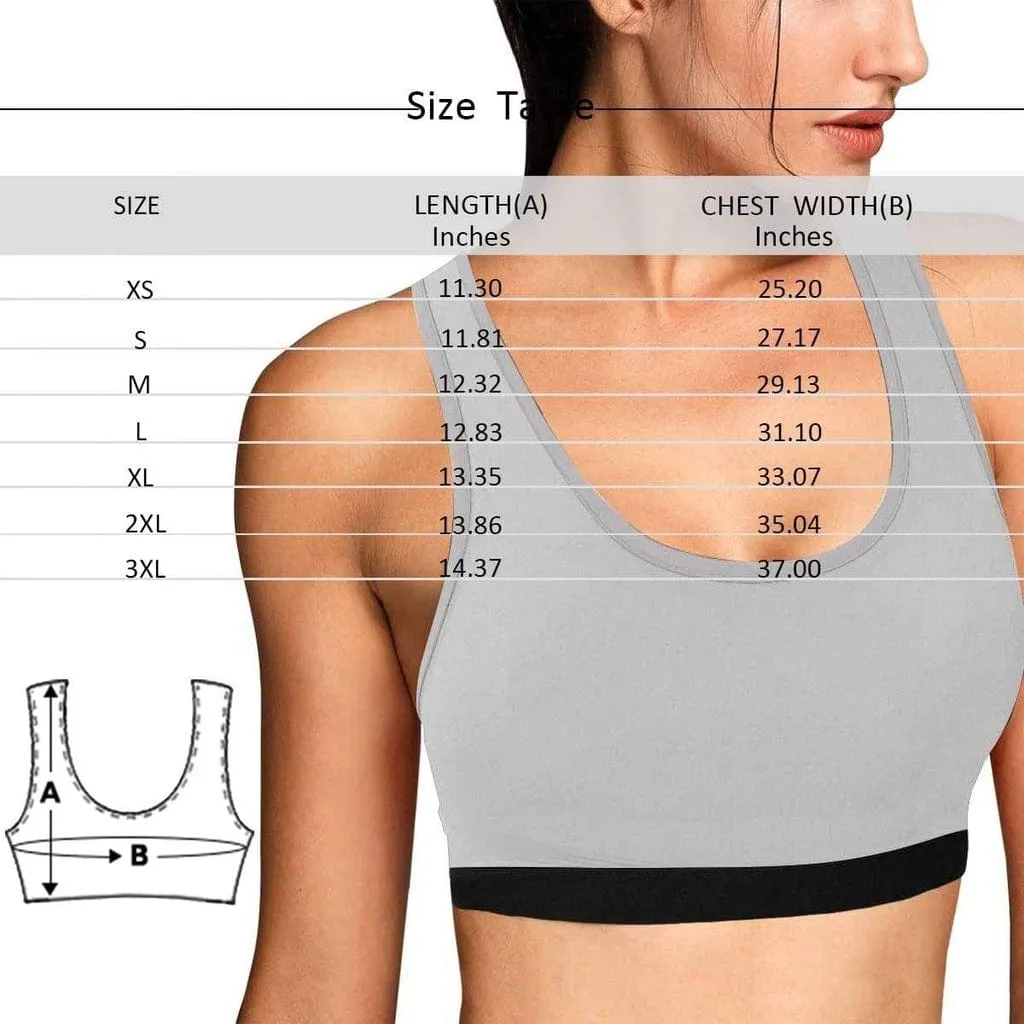 Custom Face Pull Away Black Background Sports Bra Personalized Women's All Over Print Yoga Sports Bra