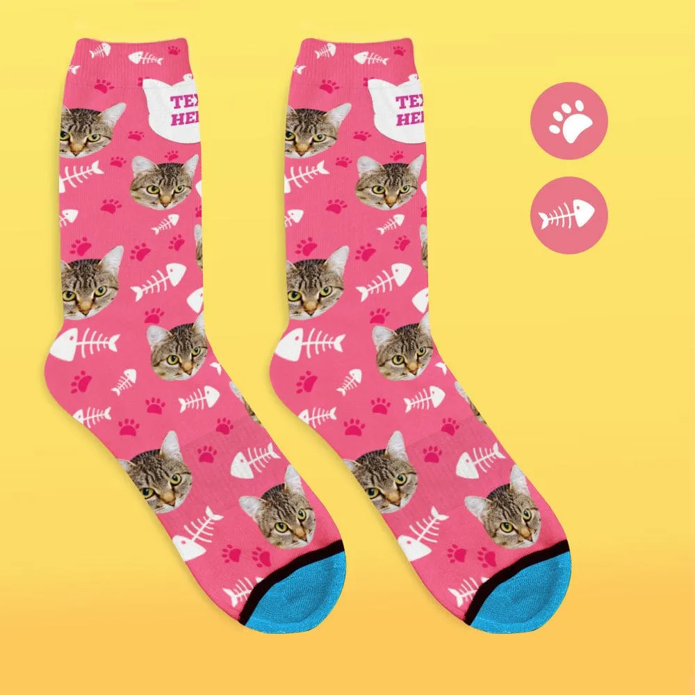 Custom Face Socks 3D Digital Printed Socks Add Pictures and Name - Cat