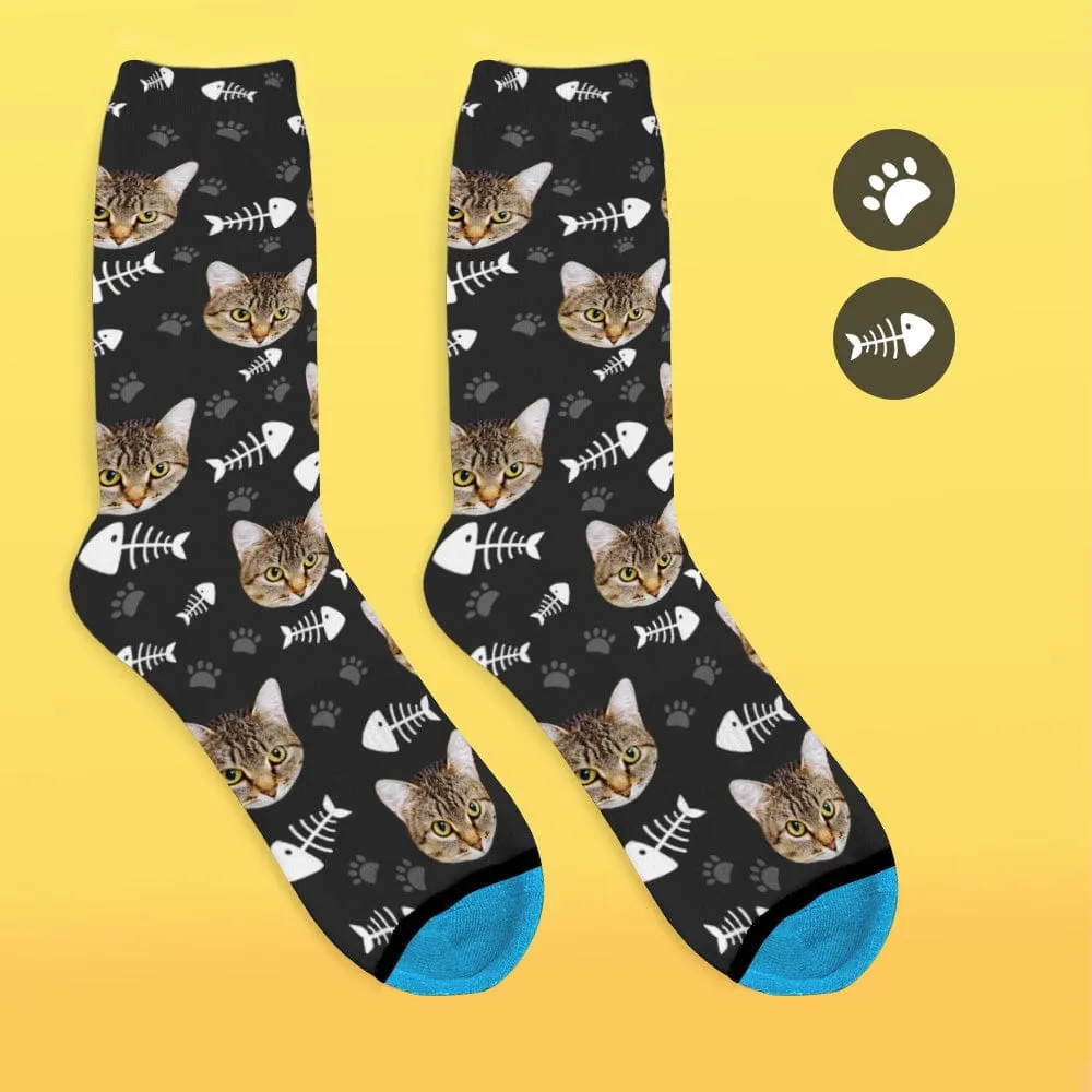 Custom Face Socks 3D Digital Printed Socks Add Pictures and Name - Cat