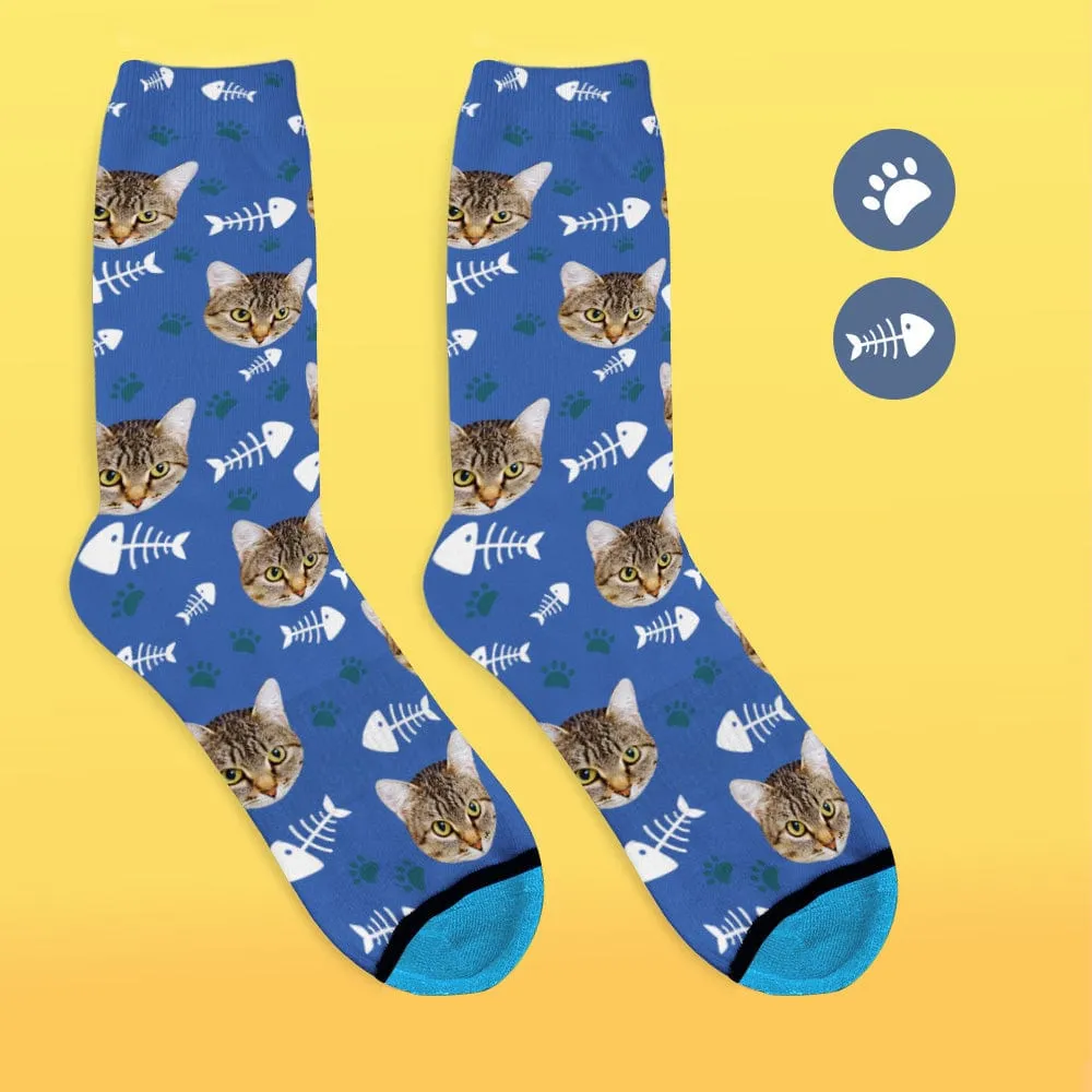 Custom Face Socks 3D Digital Printed Socks Add Pictures and Name - Cat