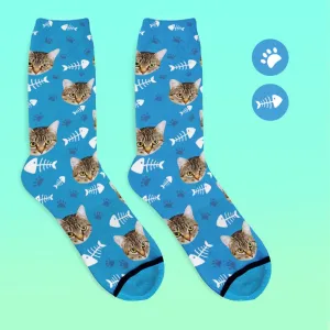 Custom Face Socks 3D Digital Printed Socks Add Pictures and Name - Cat
