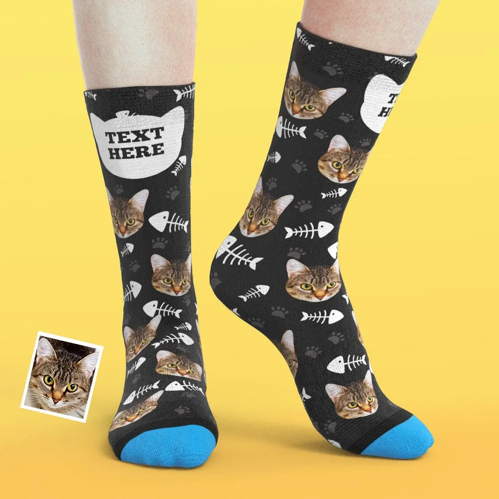 Custom Face Socks 3D Digital Printed Socks Add Pictures and Name - Cat