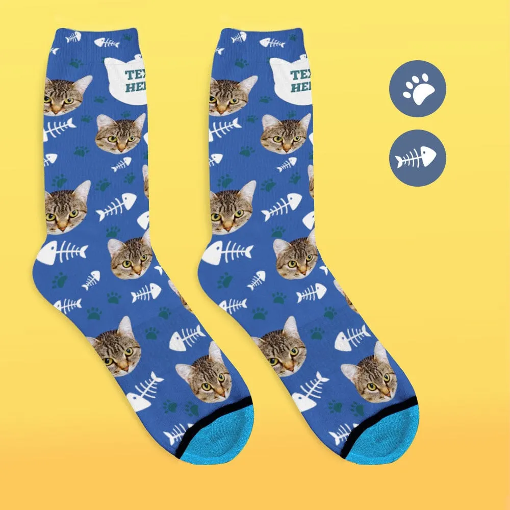 Custom Face Socks 3D Digital Printed Socks Add Pictures and Name - Cat