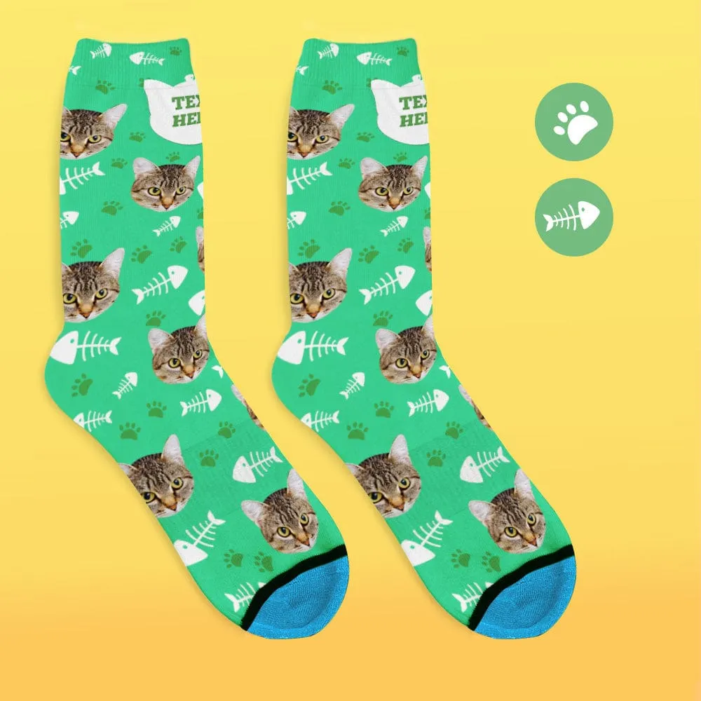 Custom Face Socks 3D Digital Printed Socks Add Pictures and Name - Cat