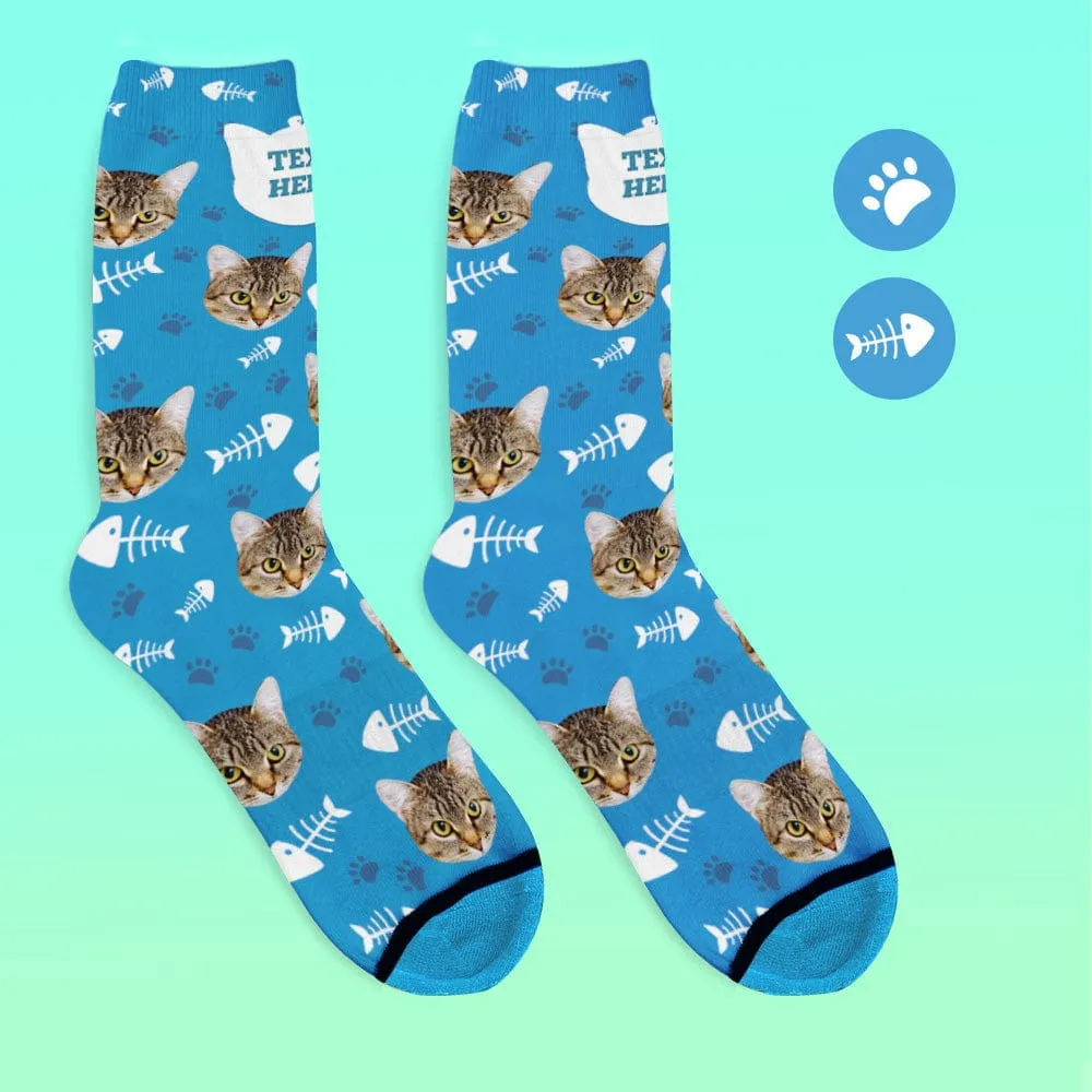 Custom Face Socks 3D Digital Printed Socks Add Pictures and Name - Cat