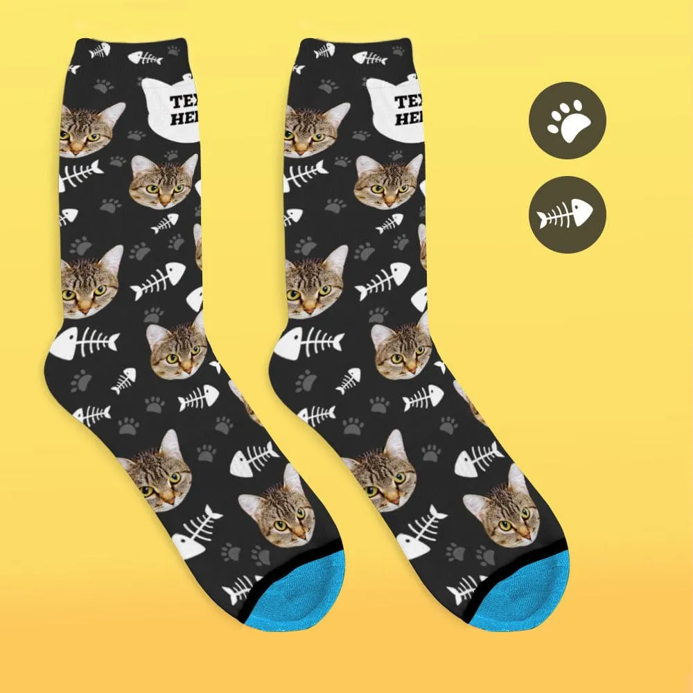 Custom Face Socks 3D Digital Printed Socks Add Pictures and Name - Cat