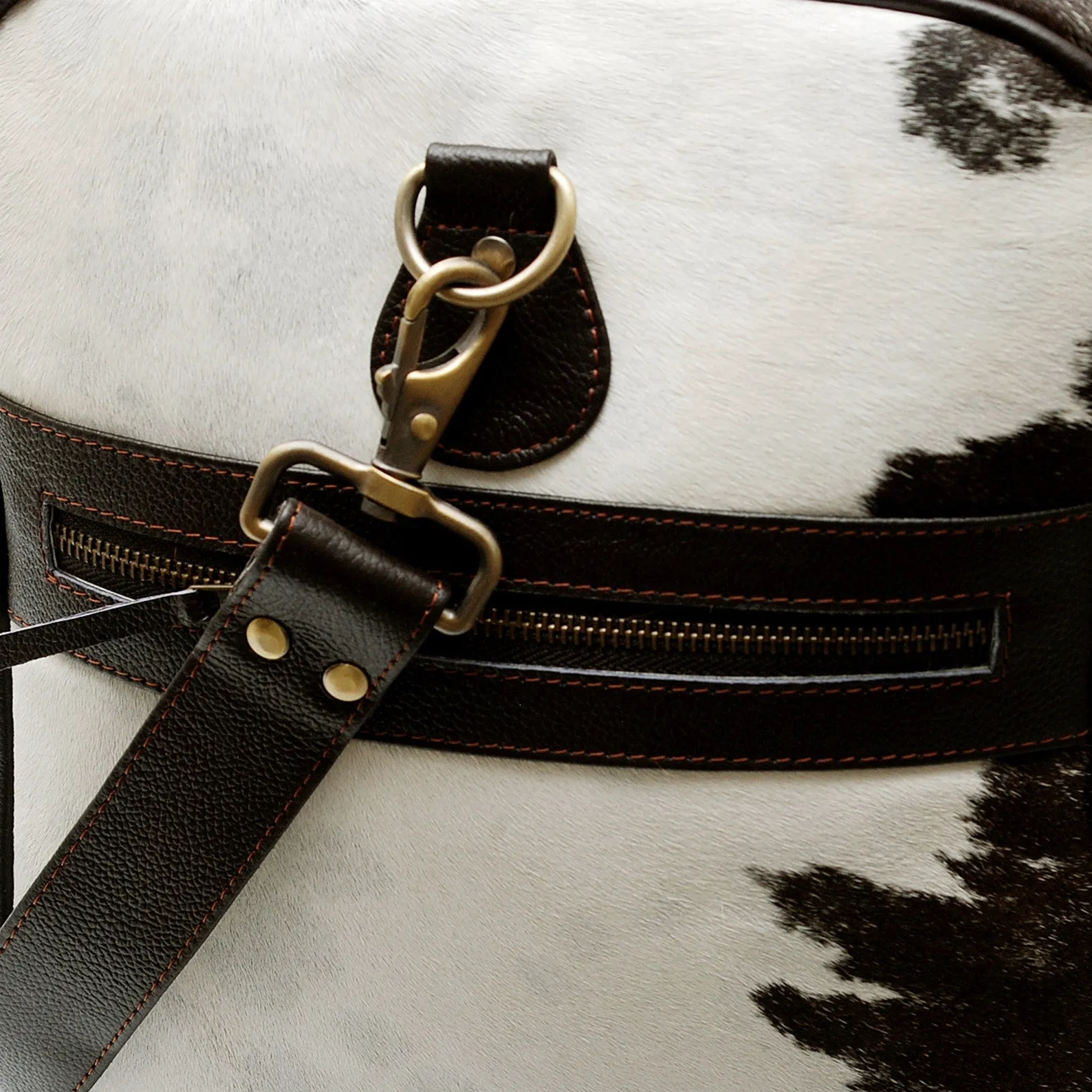 Dark Brown Cowhide Weekender Bag
