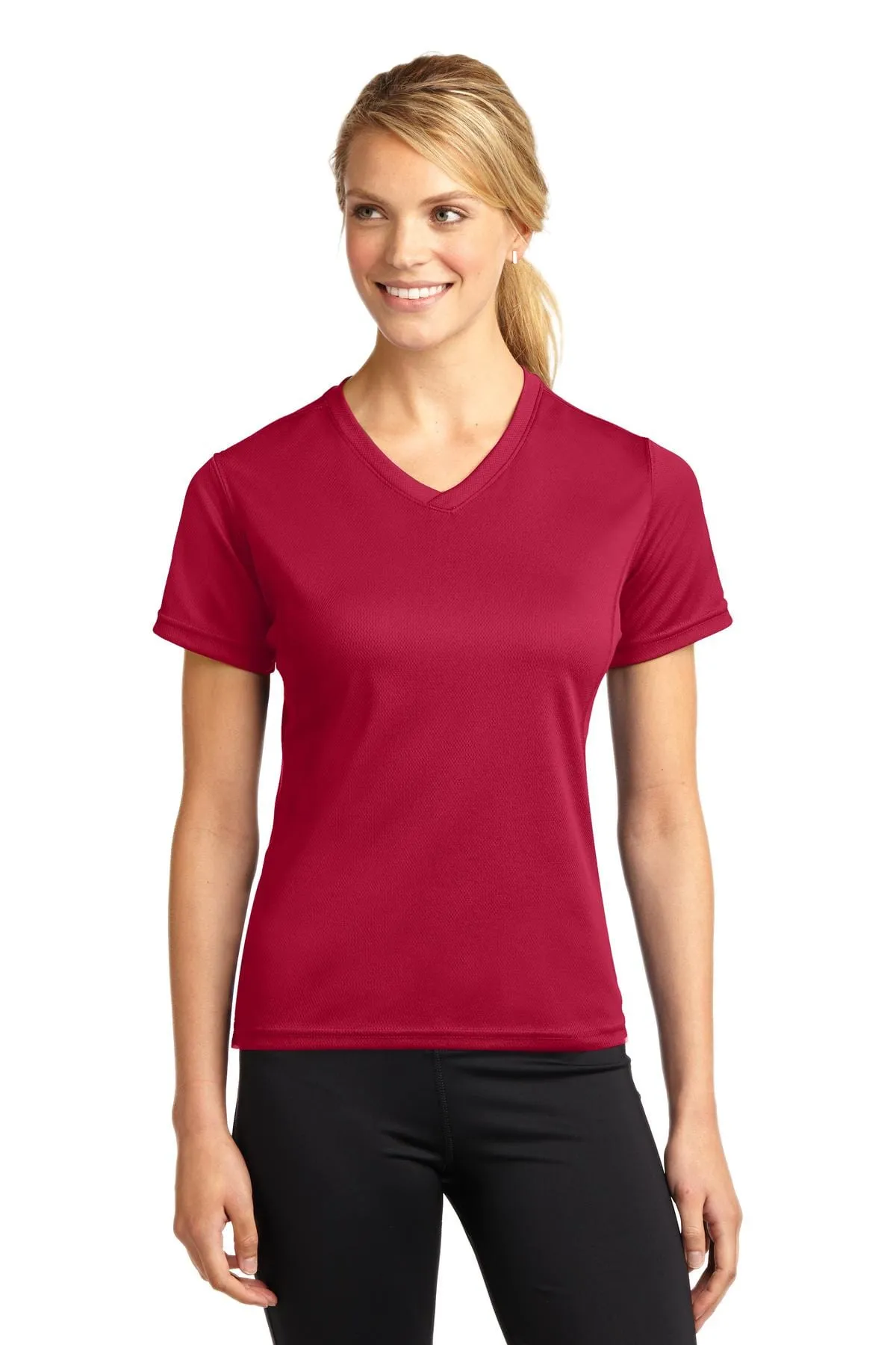 DISCONTINUED  Sport-Tek ®  Dri-Mesh ®  Ladies V-Neck T-Shirt.  L468V