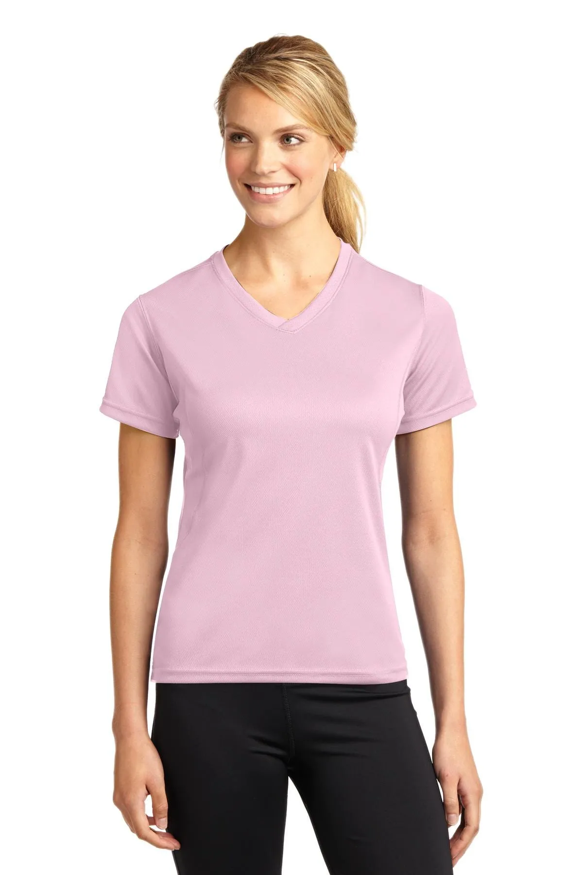 DISCONTINUED  Sport-Tek ®  Dri-Mesh ®  Ladies V-Neck T-Shirt.  L468V