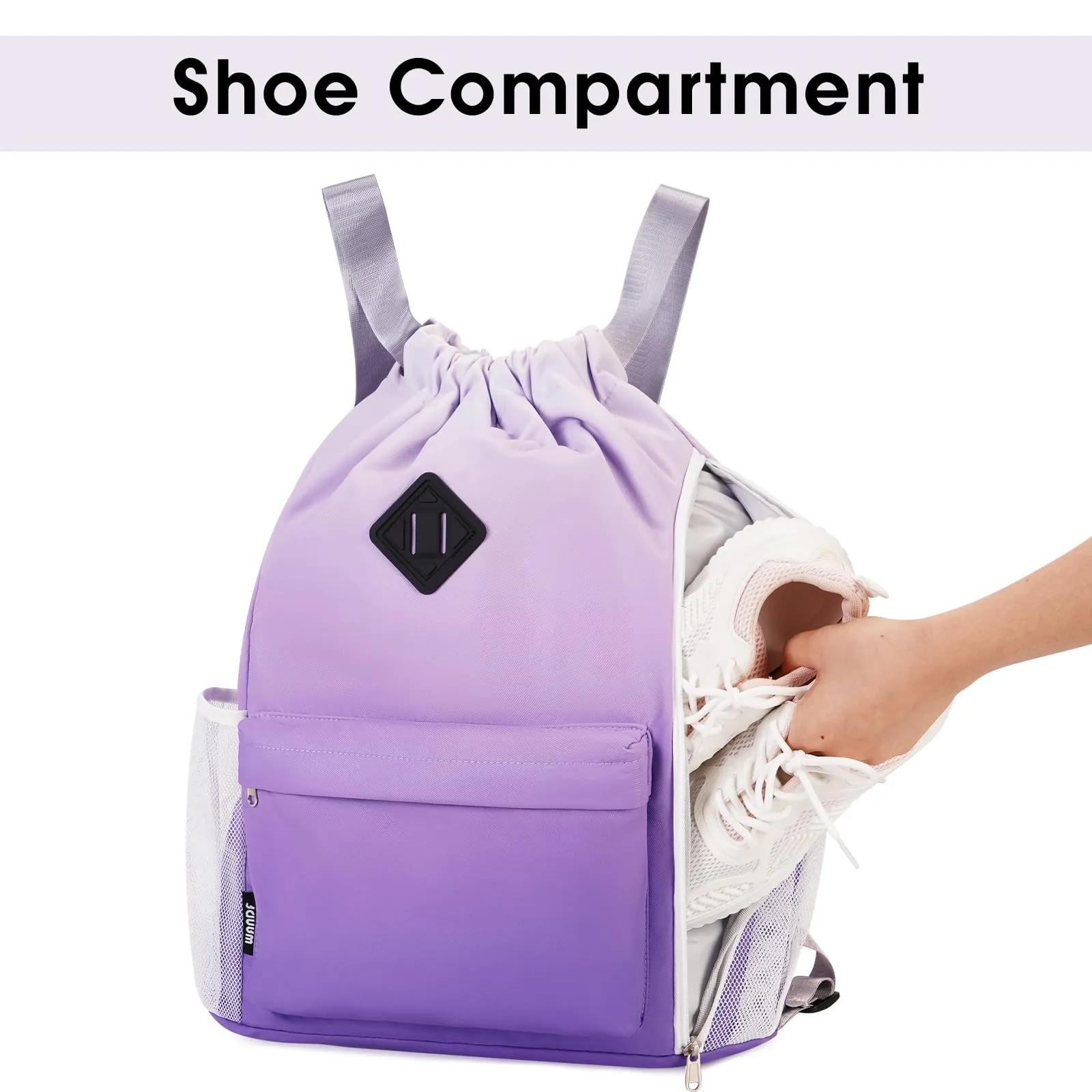 Drawstring Backpack Sports Gym Bag with Shoes Compartment