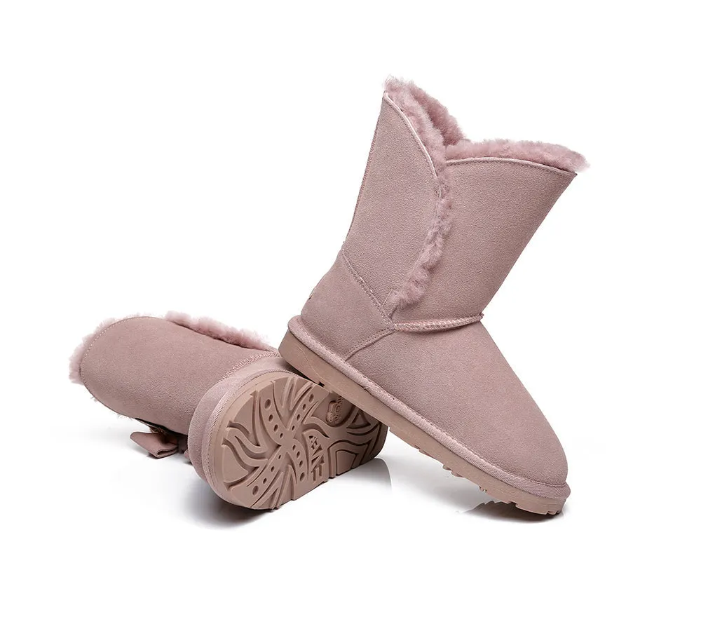 EVERAU® UGG Boots Women Sheepskin Wool Double Bow Eira