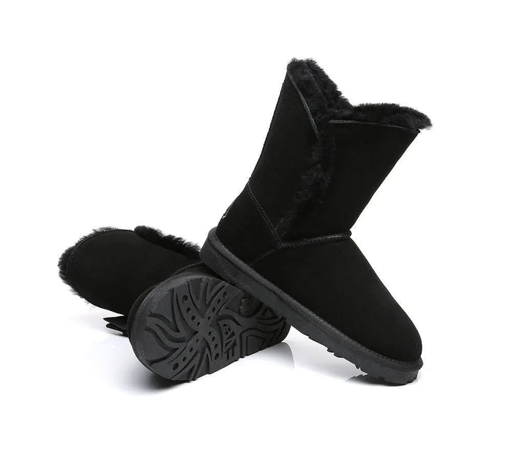 EVERAU® UGG Boots Women Sheepskin Wool Double Bow Eira