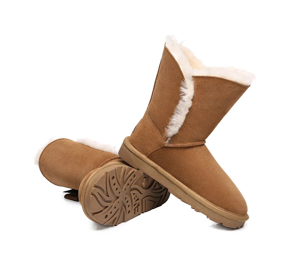 EVERAU® UGG Boots Women Sheepskin Wool Double Bow Eira