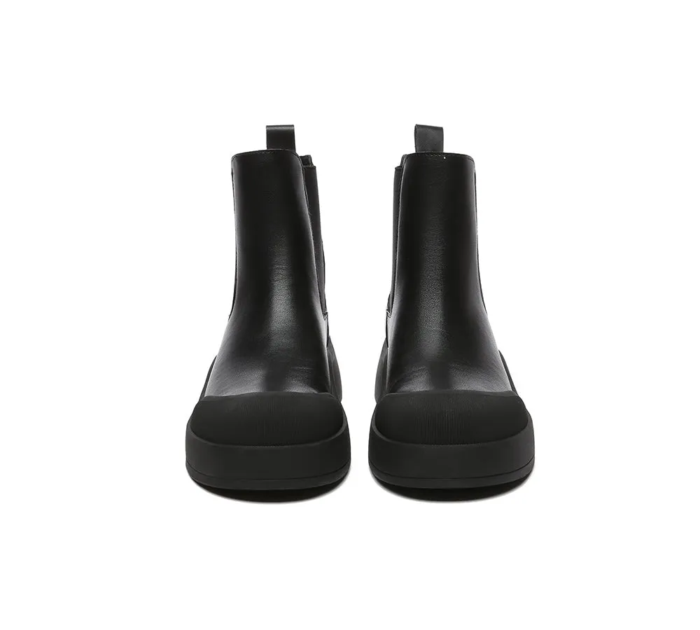 EVERAU® Women Leather Ankle Chunky Fashion Boots Mindy