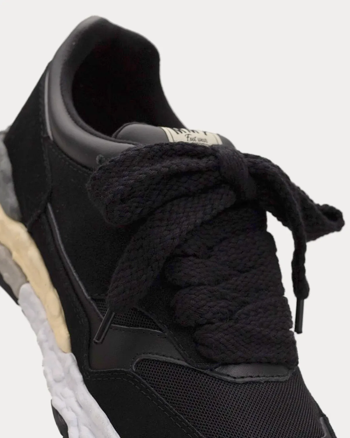 George OG Sole Mixed Material Black Low Top Sneakers