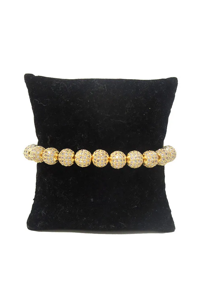 Gold CZ Encrusted Ball Bracelet