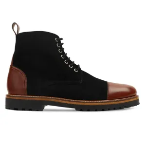 Handmade Custom Brown Calf And Black Suede Leather Boots For Men