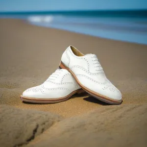 Handmade Men wingtip brogue formal shoes, Men party dress white shoes, Men Style Gift For Men