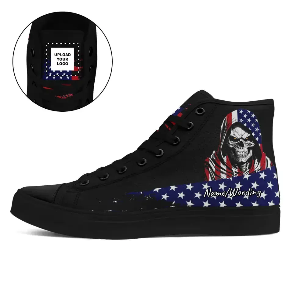 Holiday Gifts,Personalized Patriotic Sneakers, Custom USA-Flag Shoes, Best Gift for Veteran, Dad, Son