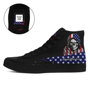 Holiday Gifts,Personalized Patriotic Sneakers, Custom USA-Flag Shoes, Best Gift for Veteran, Dad, Son
