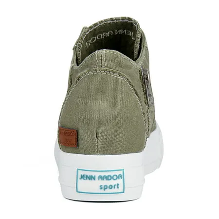 JENN ARDOR Women's Fashion Platform Sneakers Low Top Canvas Flats Lace-up Side Zipper Casual Comfortable Walking ShoesOL,